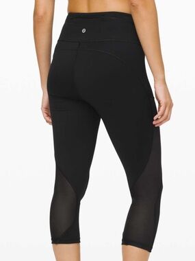 Lululemon Always Airy High Rise Run Crop Leggings Size 4 Black
